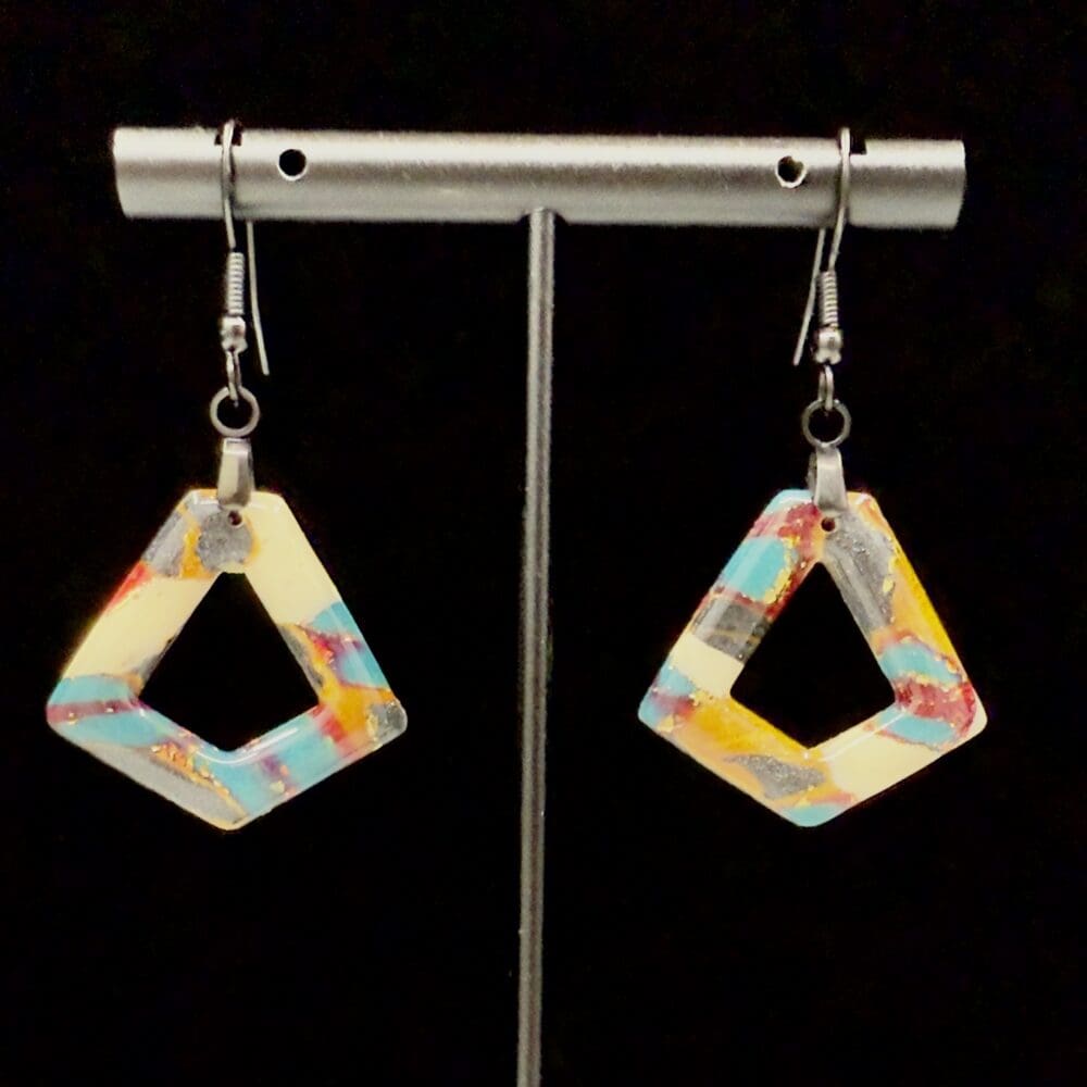 Molten Mosaic Geometric Dangle Earrings