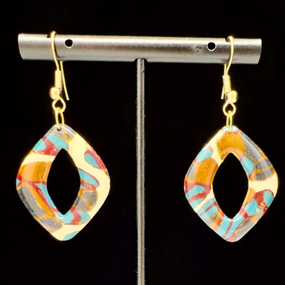 Molten Mosaic Open Diamond Dangle Earrings
