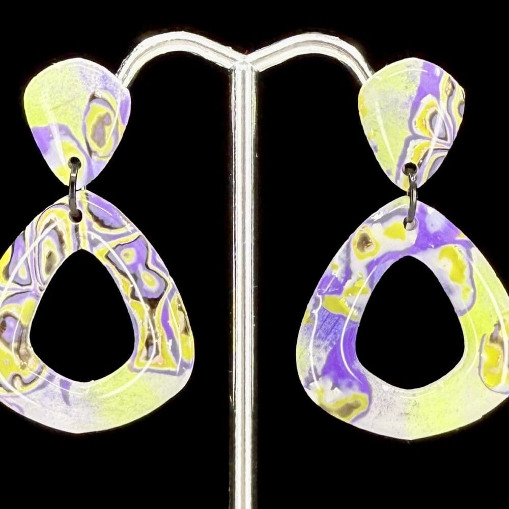 Purple Punk Mokume Drop Earrings