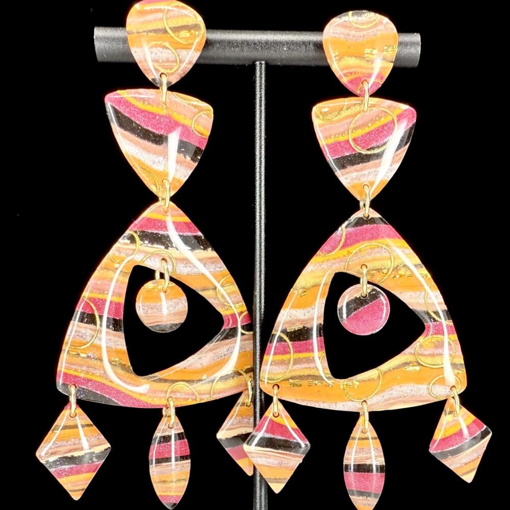 The Desert Lines Geometric Statement Dangle Earrings