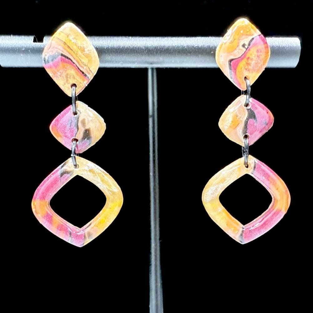Solar Flare Geometric Dangle Earrings
