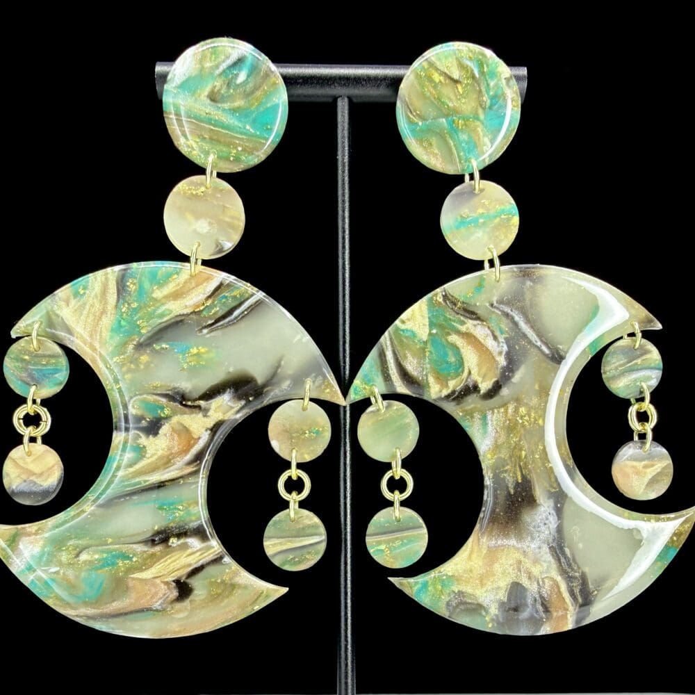 Ancient Chaos Architectural Crescent Chandelier Earrings