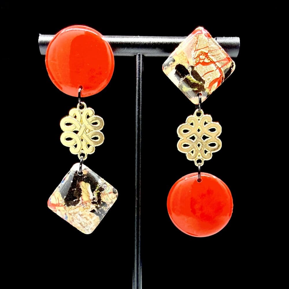 Foiled Disruption Topsy-Turvy Dangle Earrings