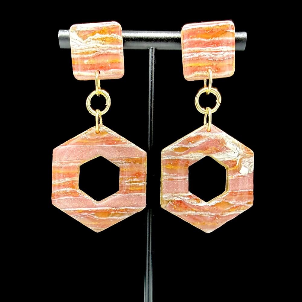 Rose Canyon Hexagon Dangle Earrings