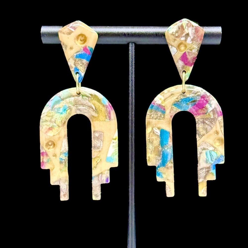 Industrial Abstract Drop Arch Earrings