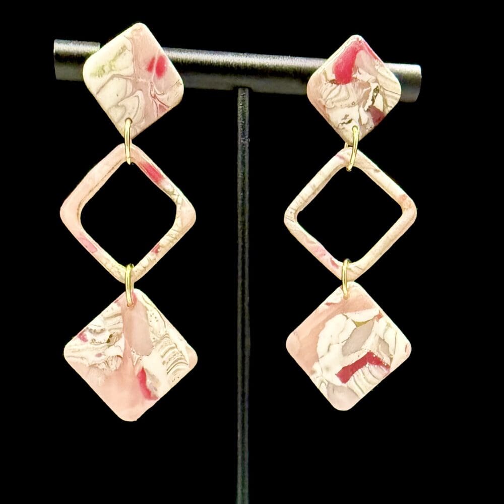 Hello Kitty Inspired Triple Diamond Dangle Earrings