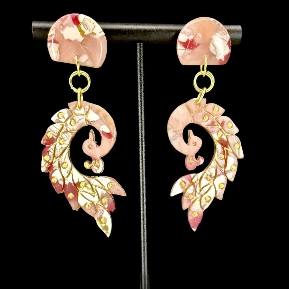Hello Kitty Inspired Peacock Dangle Earrings