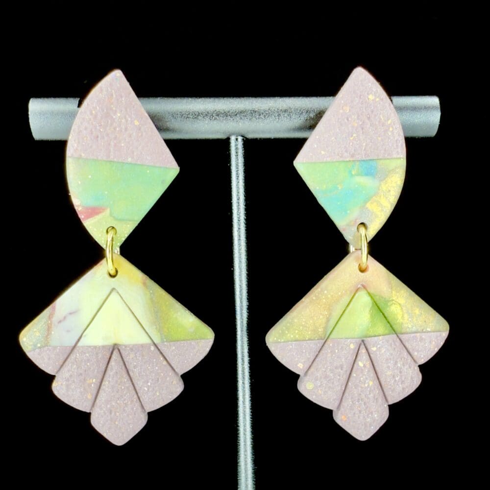 Marbled Sunset Drop Fan Earrings