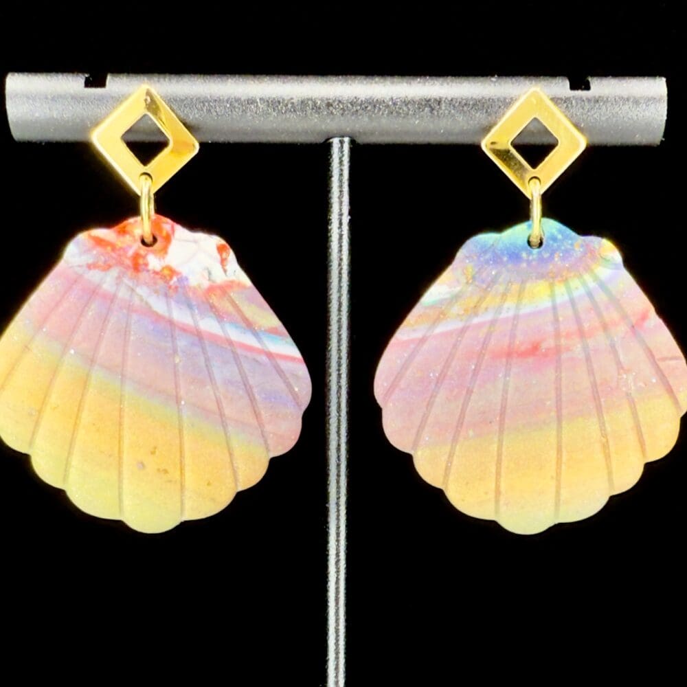 Marbled Sunset Sea Shell Earrings