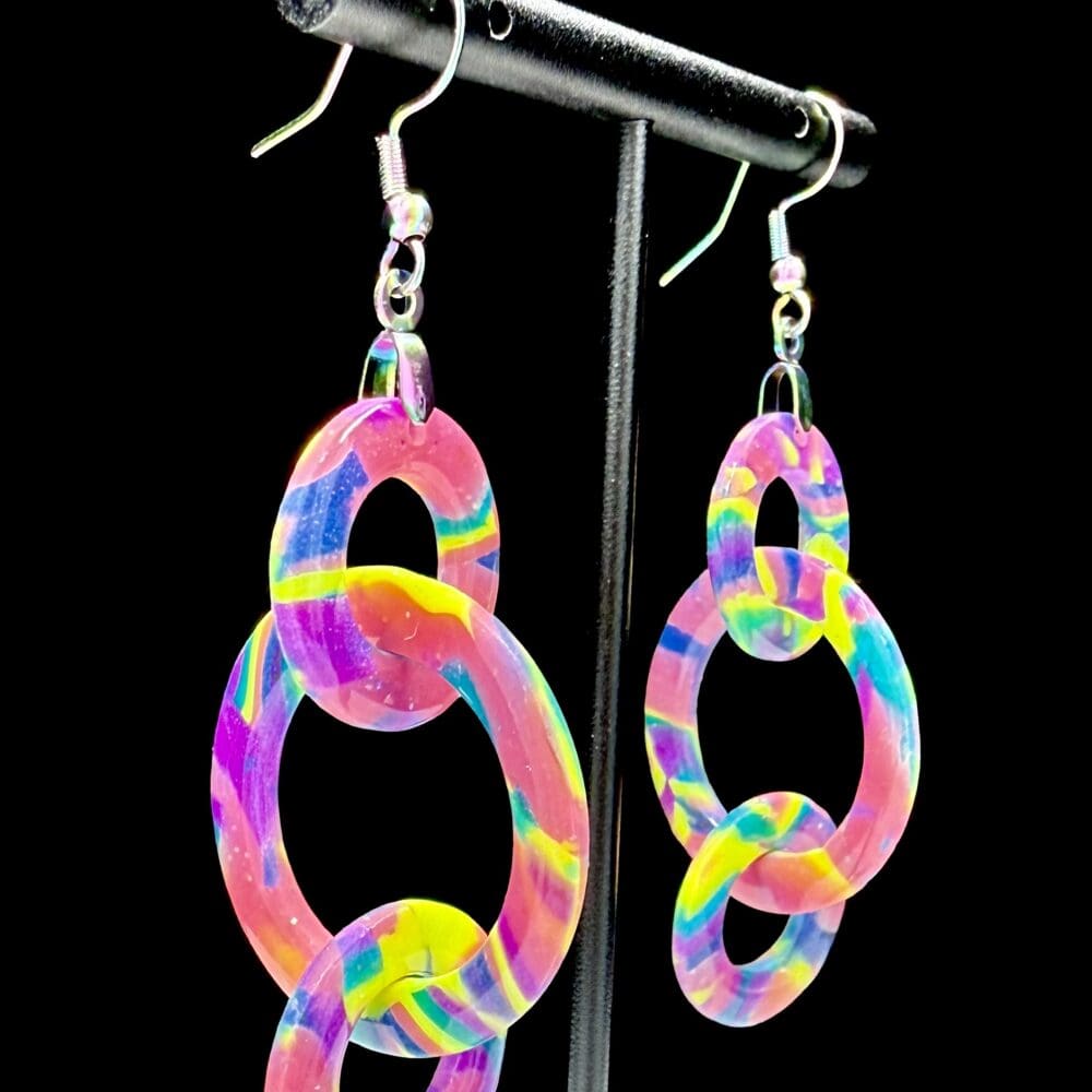 Color Explosion Clay Resined Hoop Earrings