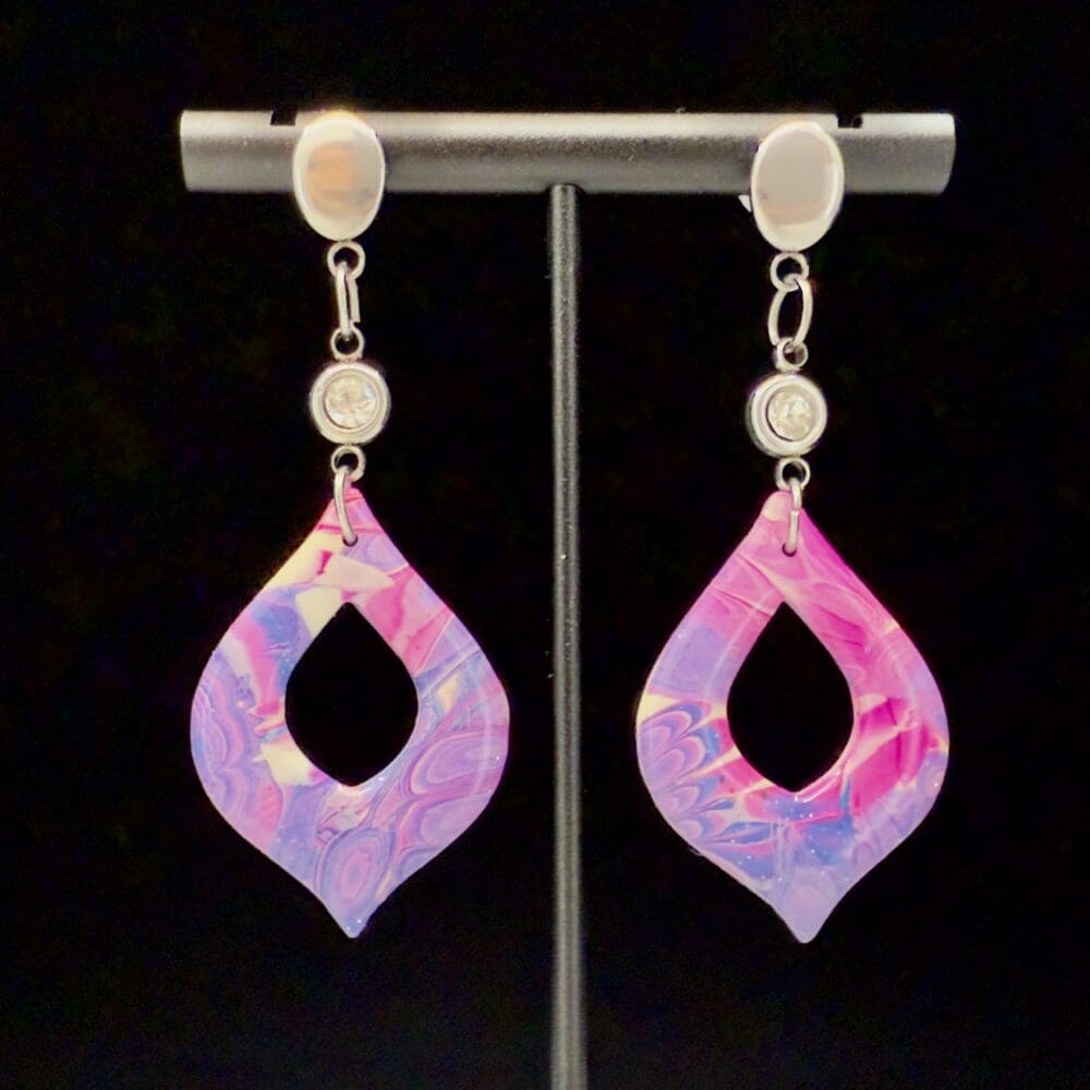 Pink Explosion Open Marquise Dangle Earrings