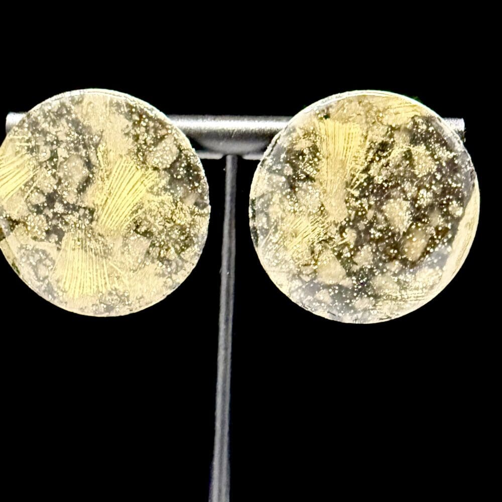 Black and Gold Oversized Stud Earrings