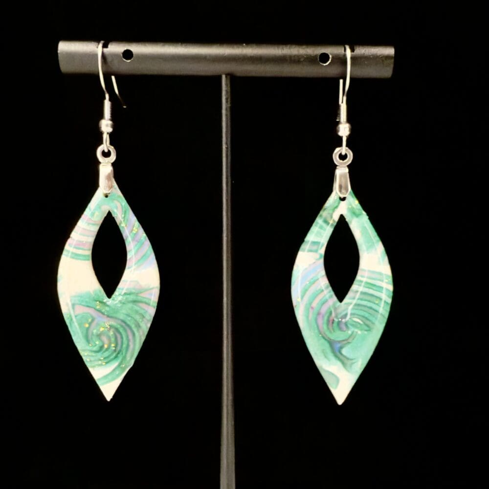 Stained Glass Mokume Gane Marquise Earrings
