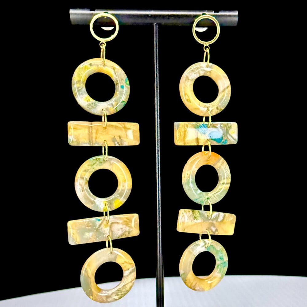Beachy Luxe Geometric Stack Exaggerated Dangle Earrings