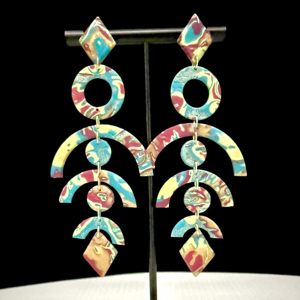 Nautical Color Flow Tiered Arch Cascade Earrings