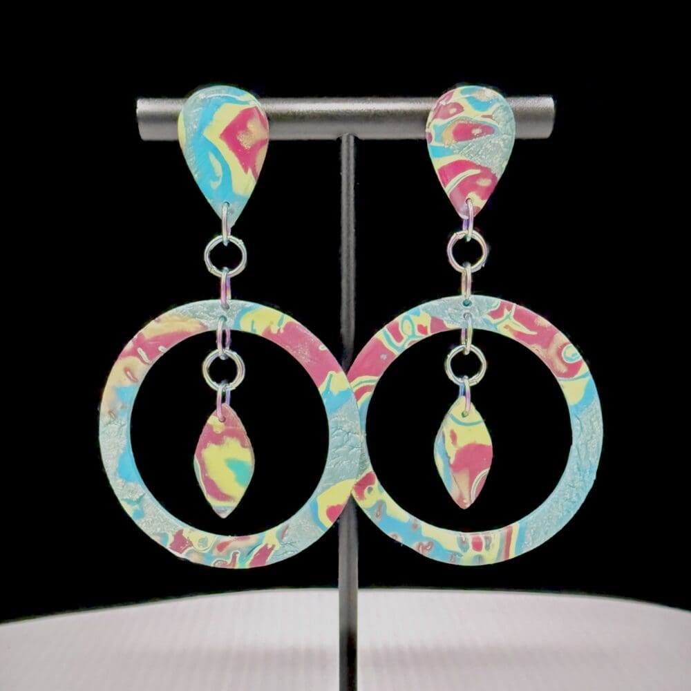 Nautical Color Flow Floating Teardrop Hoop Earrings