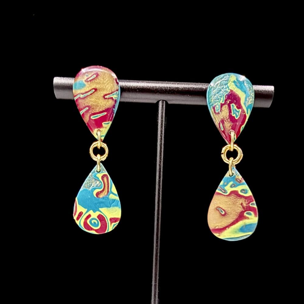 Nautical Color Flow Dual Teardrop Earrings