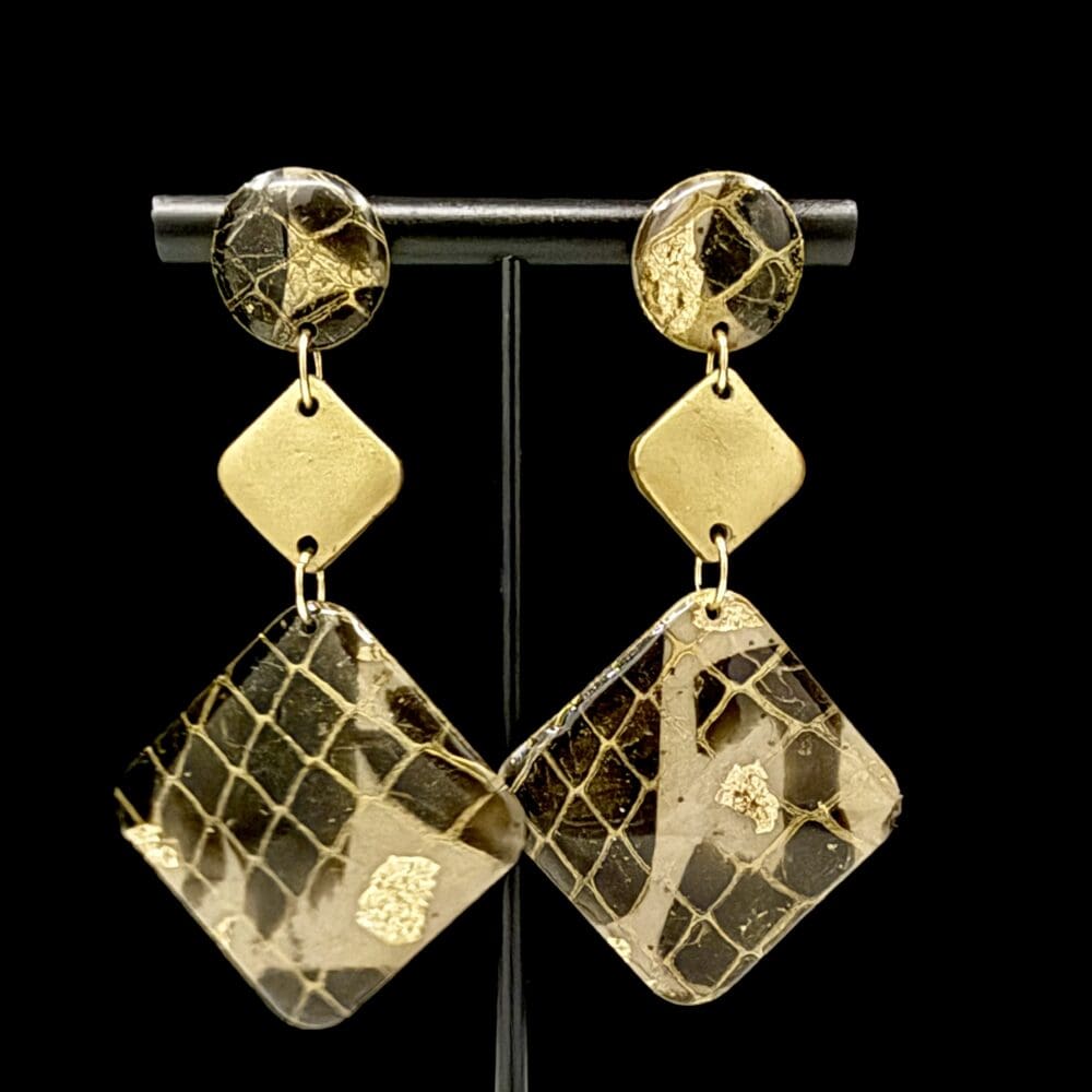 Guilded Luxe Snake Skin Geo Stacked Dangle Earrings