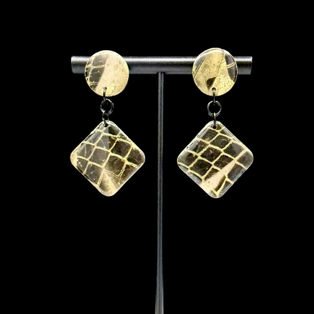 Gilded Luxe Snake Skin Small Rounded Diamond Drop Earrings