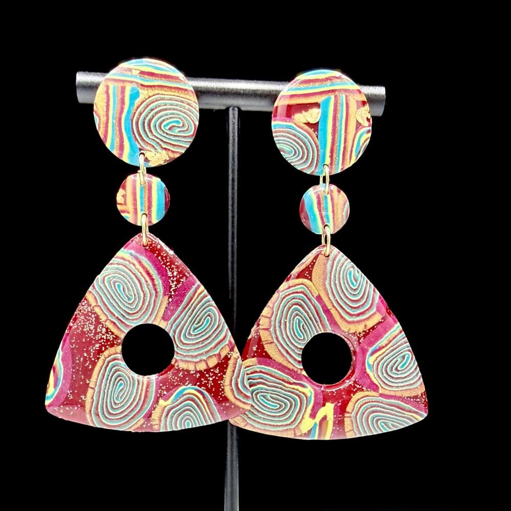 Abstract Swirl Soft Triangle Dangle Earrings