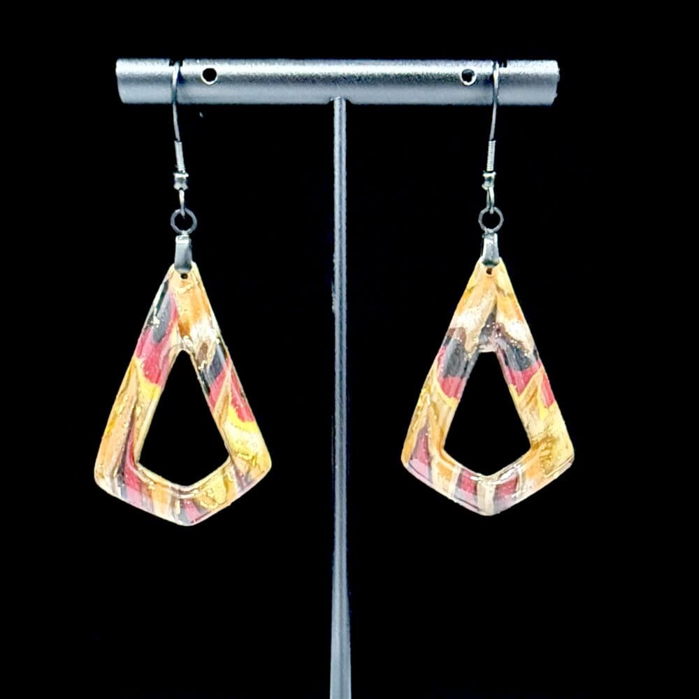 Sunset Flame Open Triangle Dangle Earrings