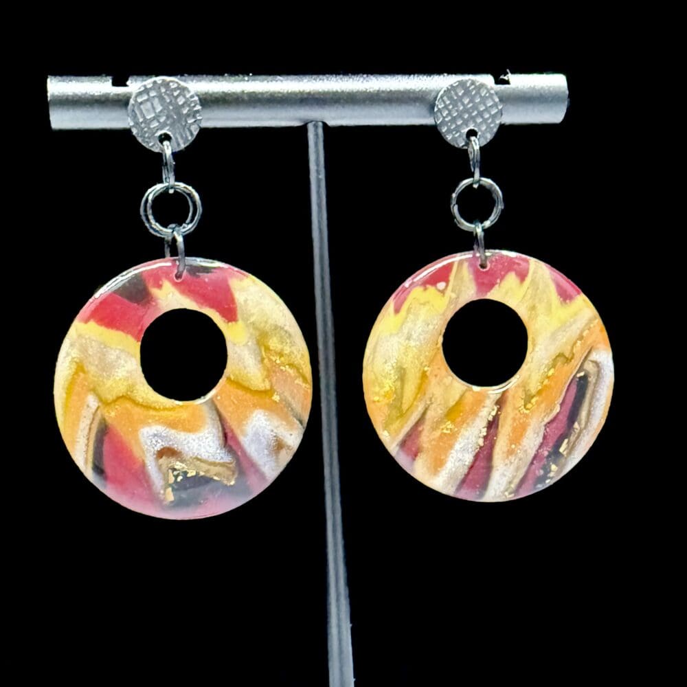 Sunset Flame Hoop Dangle Earrings