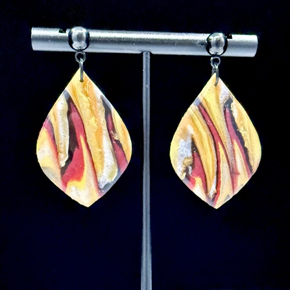 Sunset Flame Wide Teardrop Drop Earrings