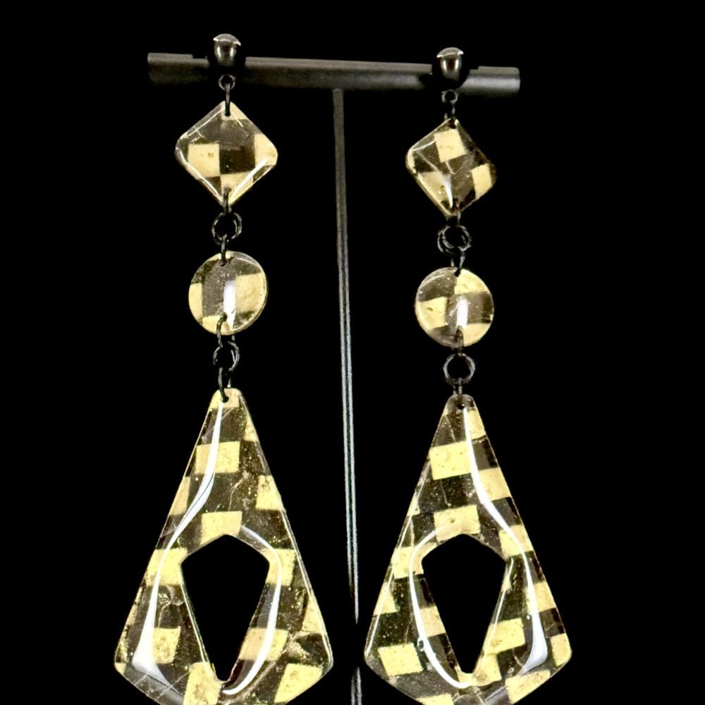 Checkmate The King Exaggerated Abstract Dangle Earrings