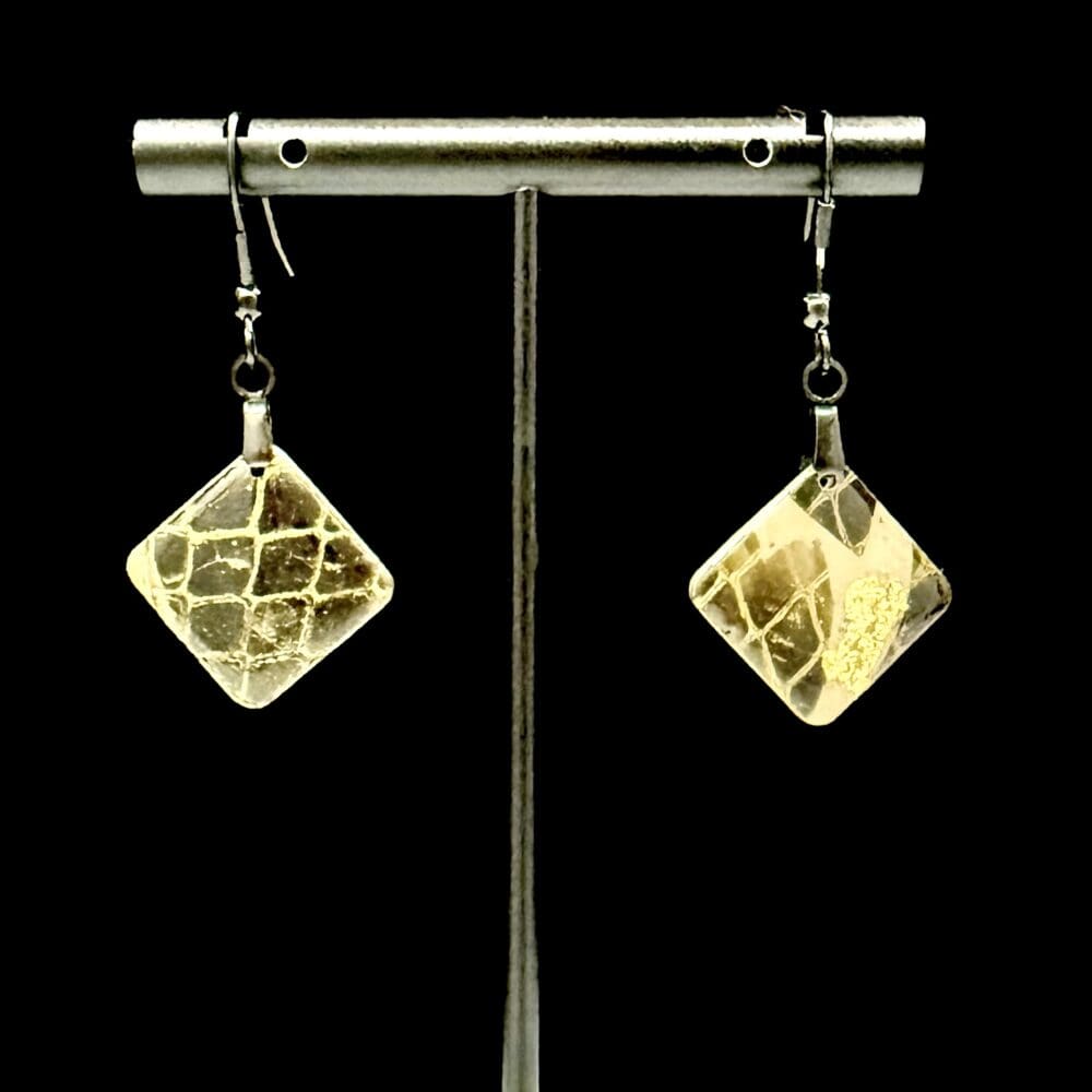 Snake Skin Small Round Diamond Drop Earrings