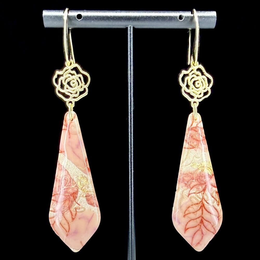 Soft Petals of Romance Tapered Triangle Dangle Earrings