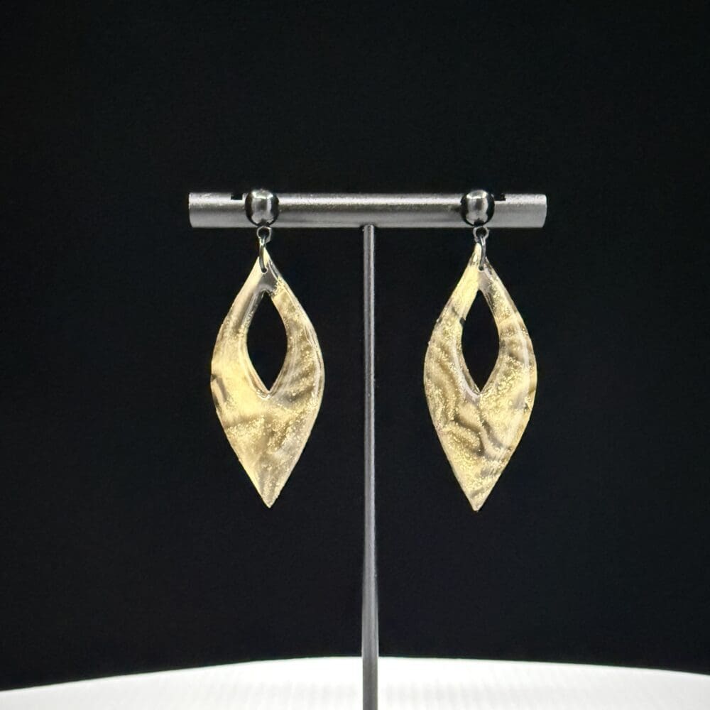 Black and Gold Open Marquise Teardrop Earrings