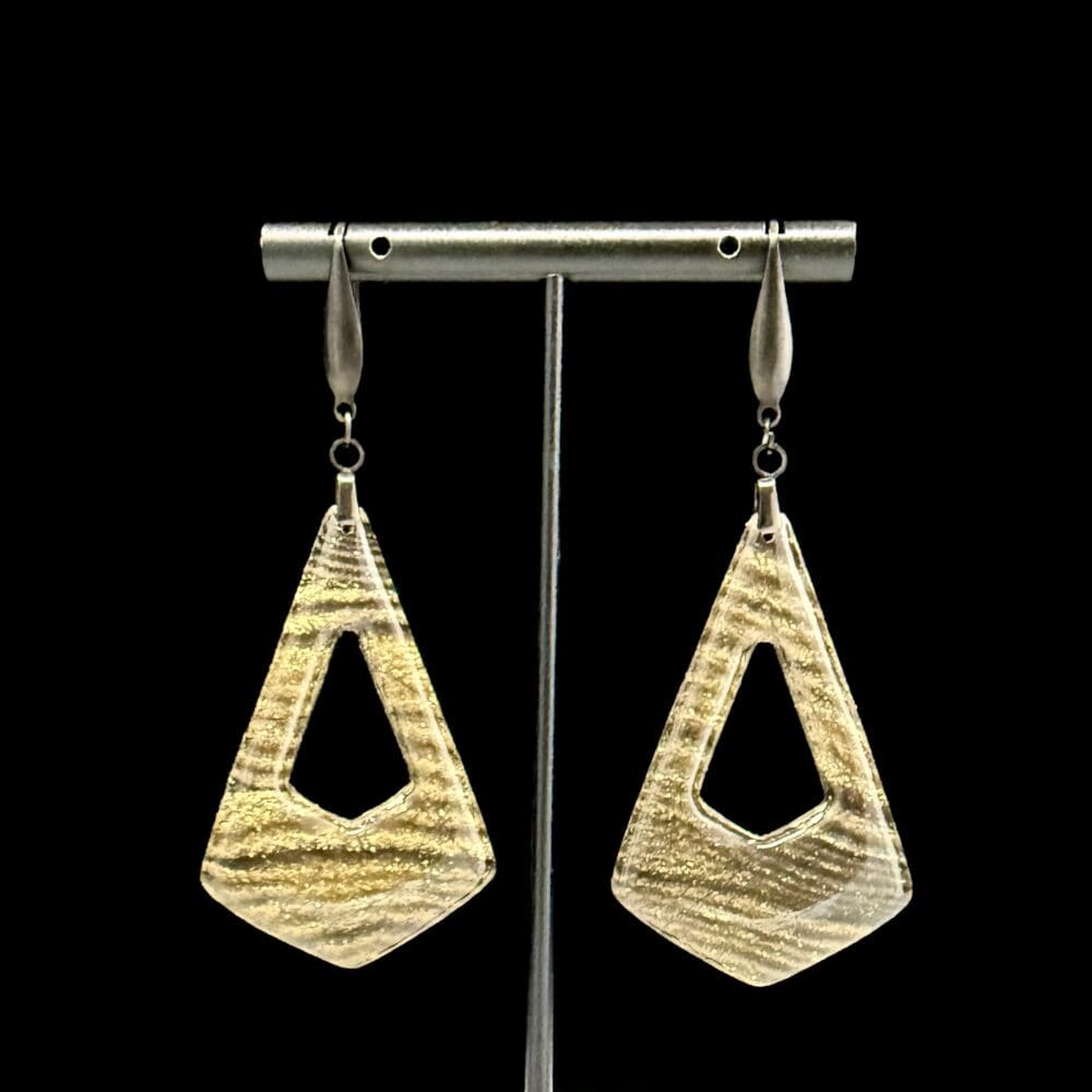 Black and Gold Layered Triangle Drop Earrings