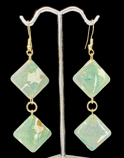 Moss Agate Shores Double Diamond Earrings