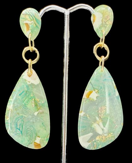 Moss Agate Shores Double Teardrop Dangle Earrings