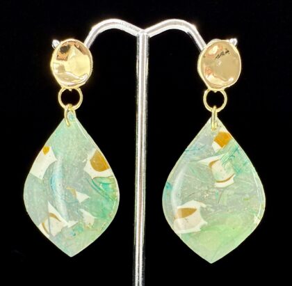 Moss Agate Shores Wide Teardrop Earrings