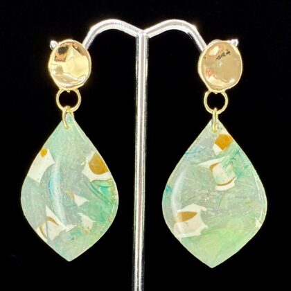 Moss Agate Shores Wide Teardrop Earrings