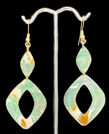 Moss Agate Shores Open Marquise Earrings