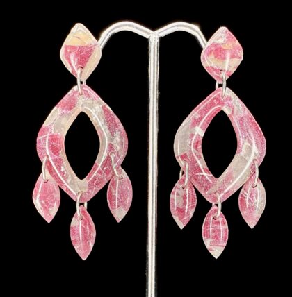 Rose Iced Opal Geo Stacked Open Diamond Earrings