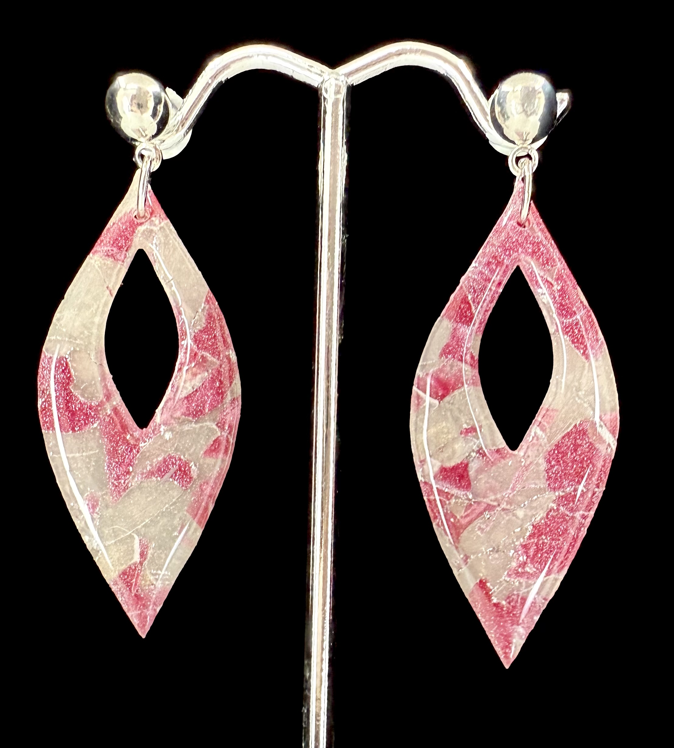 Rose Iced Opal Marquises Drop Earrings