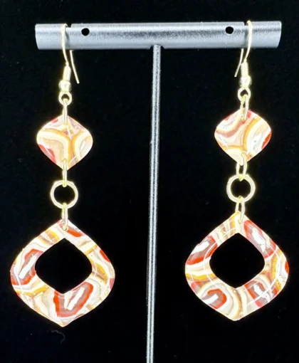Caramel Apple Swirl Geo-Stacked Earrings