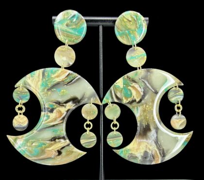 Ancient Chaos Architectural Crescent Chandelier Earrings