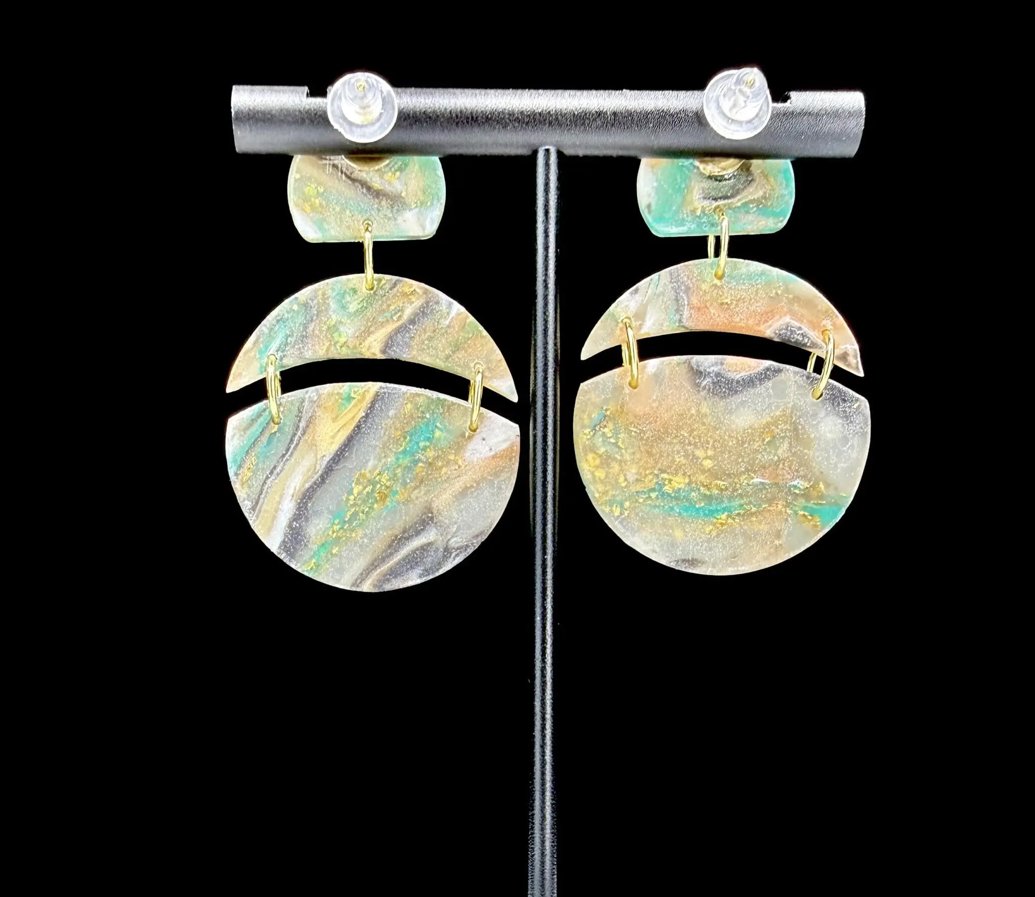Ancient Chaos Small Geometric Stack Dangle Earrings - Image 2