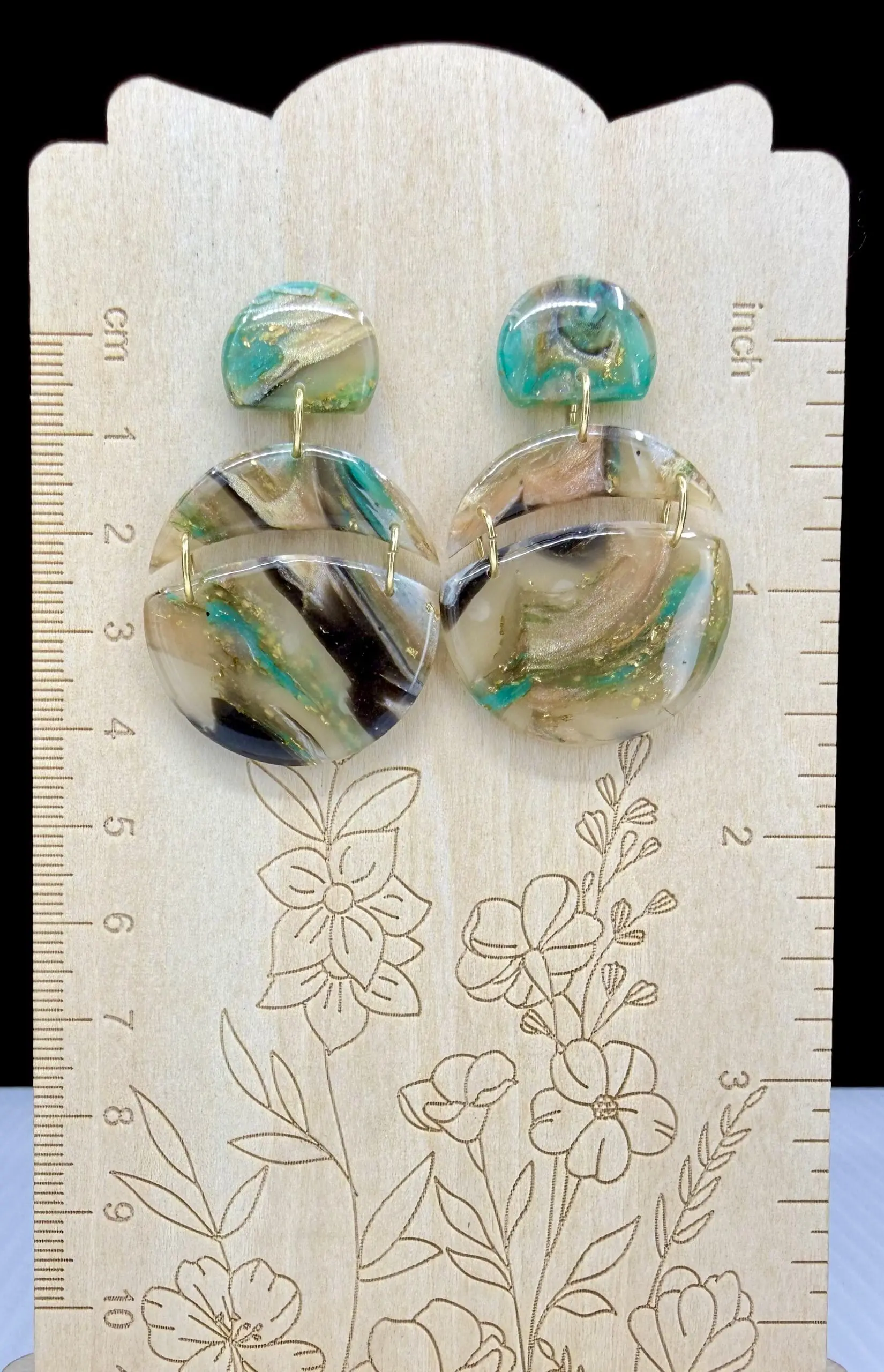 Ancient Chaos Small Geometric Stack Dangle Earrings - Image 3