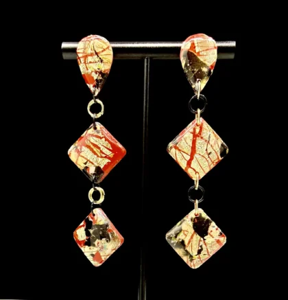 Foiled Disruption Double Diamond Dangle Earrings