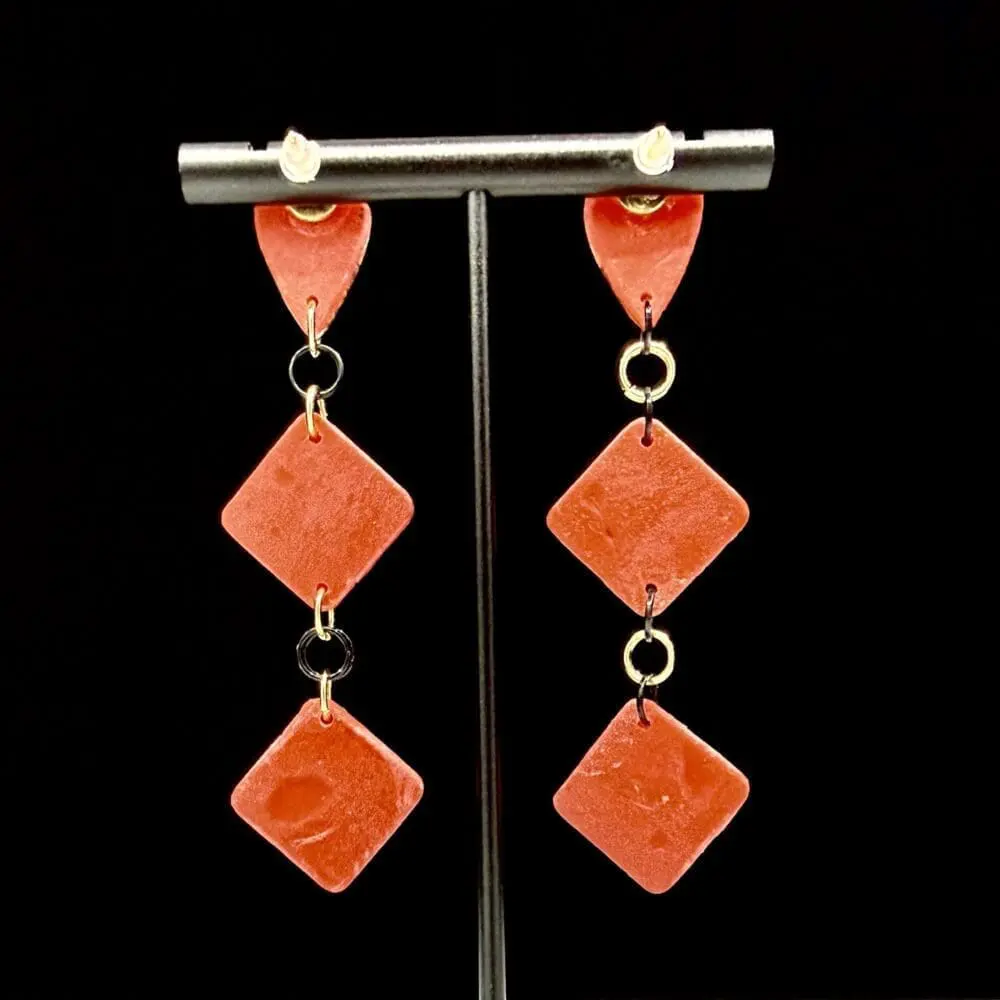 Foiled Disruption Double Diamond Dangle Earrings - Image 2
