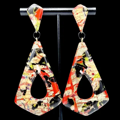 Foiled Disruption Large Elongated Triangle Drop Earrings
