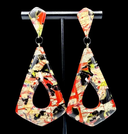 Foiled Disruption Large Elongated Triangle Drop Earrings