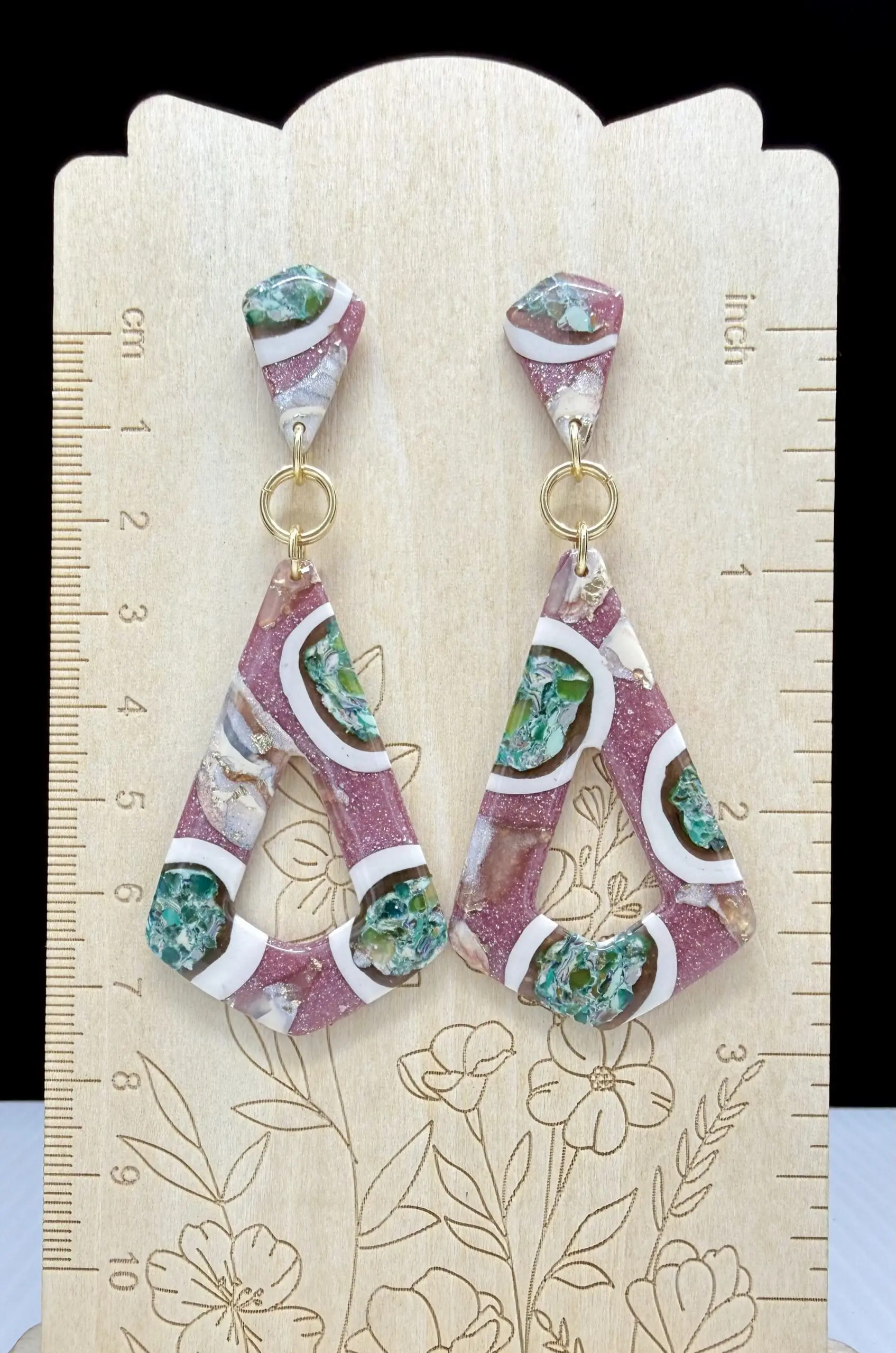 Beachy Romance Elongated Triangle Dangle Earrings - Image 3
