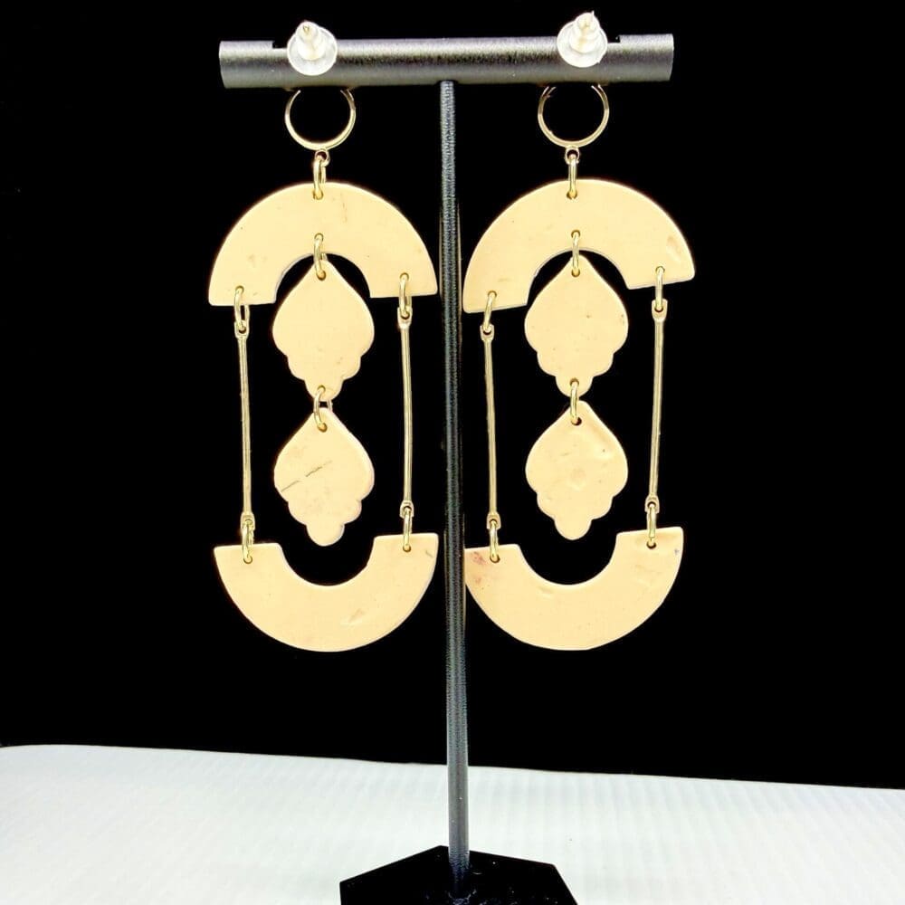 Abstract Hourglass Mokume Dangle Earrings - Image 2