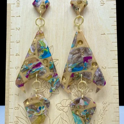 Industrial Abstract Detached Triangle Dangle Earrings